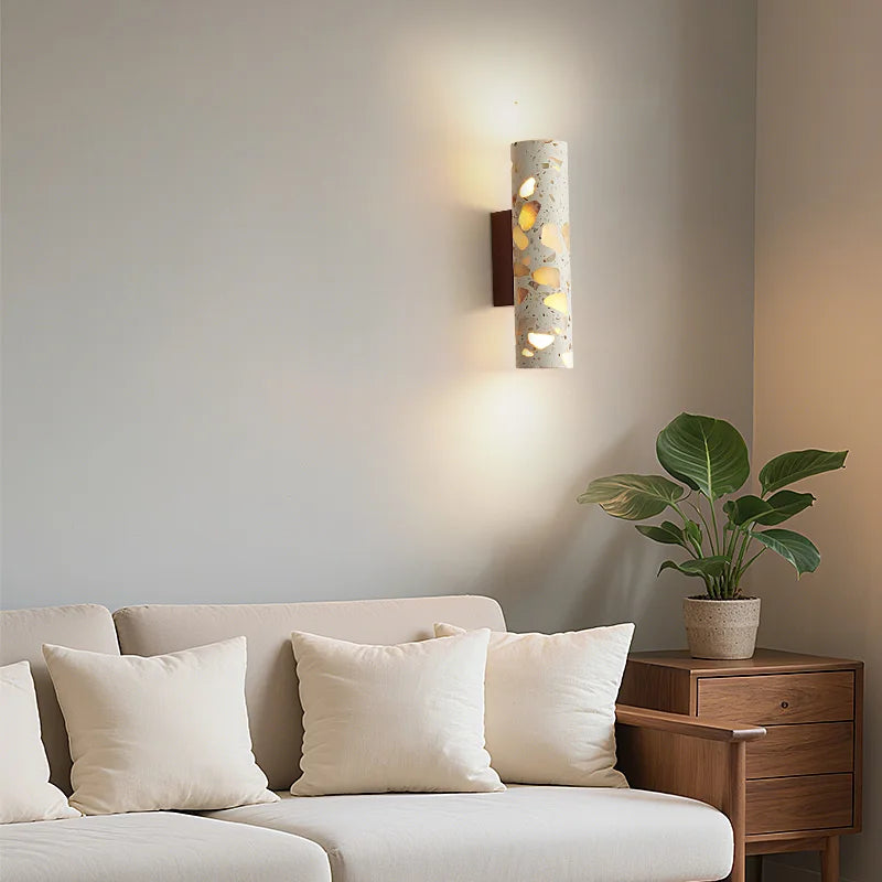 DecorBites™ LED Wall Sconce Modern Nordic Wood Canopy Terrazzo Bathroom Mirror Light
