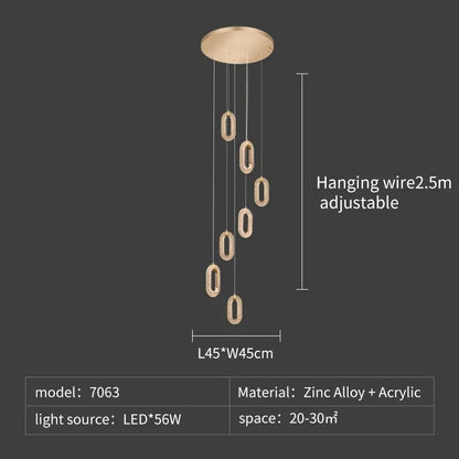 Decorbites™ Kristallringe-Kronleuchter: Treppenhaus Luxus-LED-Beleuchtungskörper