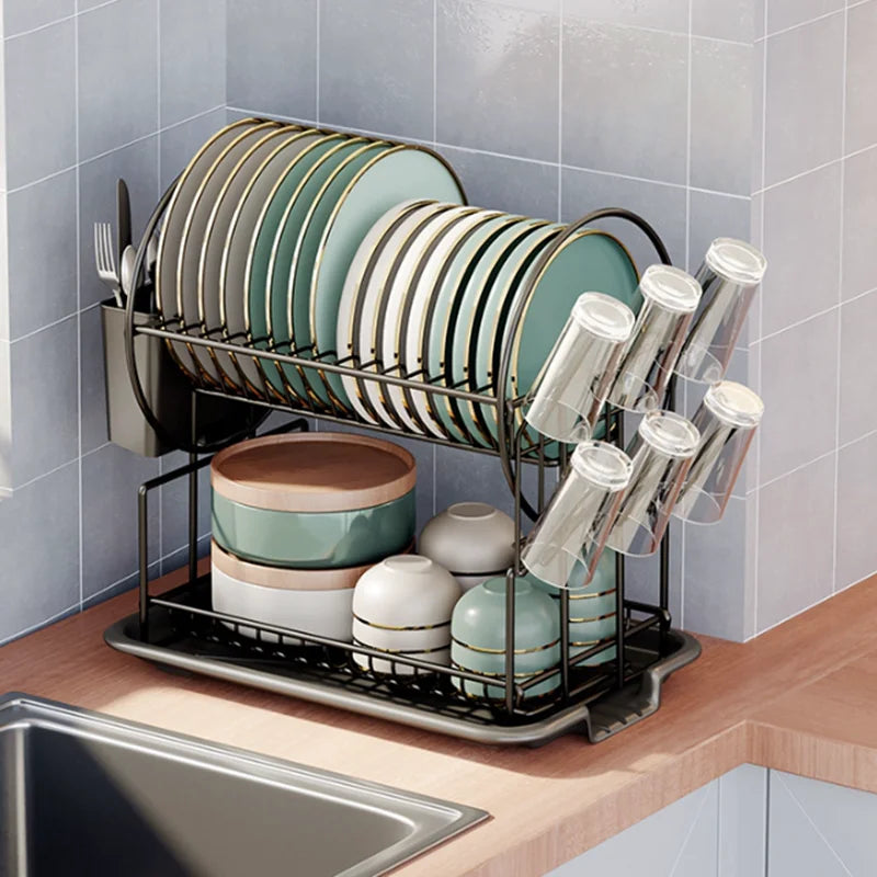 Decorbites™ Küchen-Organizer-Rack mit Abtropfbrett für Geschirr, Besteck und Becher