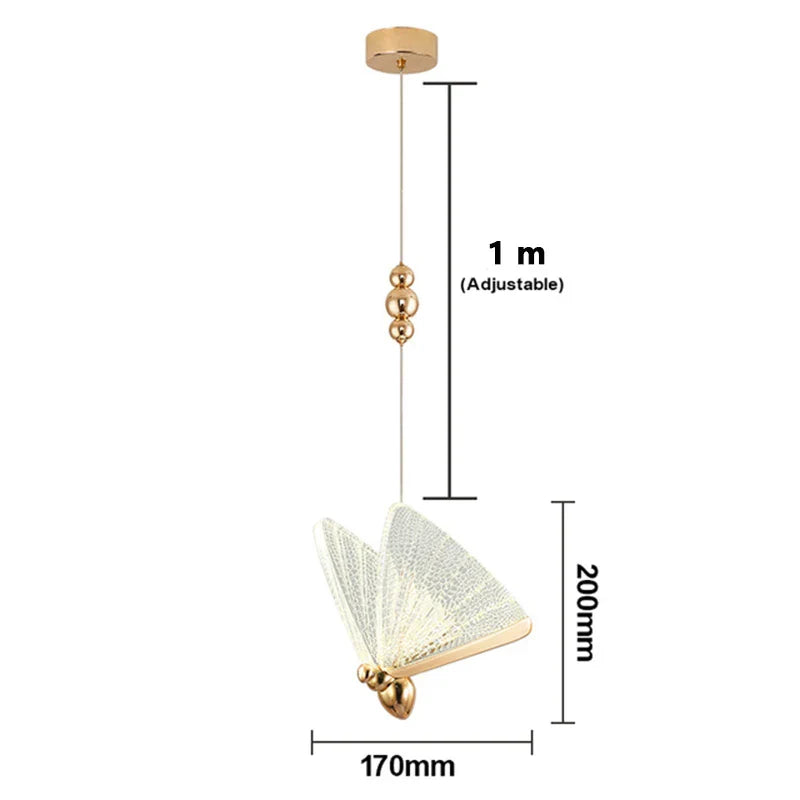 Nordic Butterfly Pendant Light With Iron And Acrylic