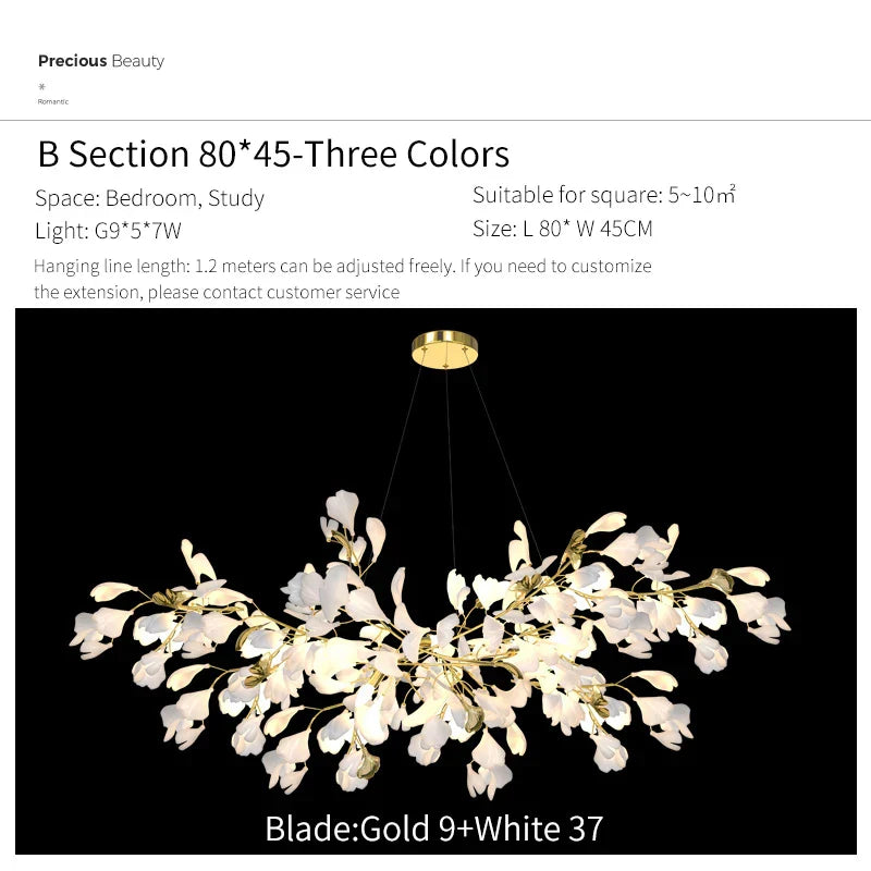 Decorbites™ Ginkgo Biloba Kronleuchter: Elegantes Duplex Wohnzimmer Hotel-Lobby-Pendant-Licht