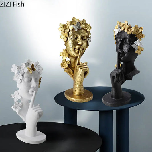 Decorbites™ Gold Schweigen ist Gold Girlande Figur Harz-Skulptur Schreibtisch-Dekoration