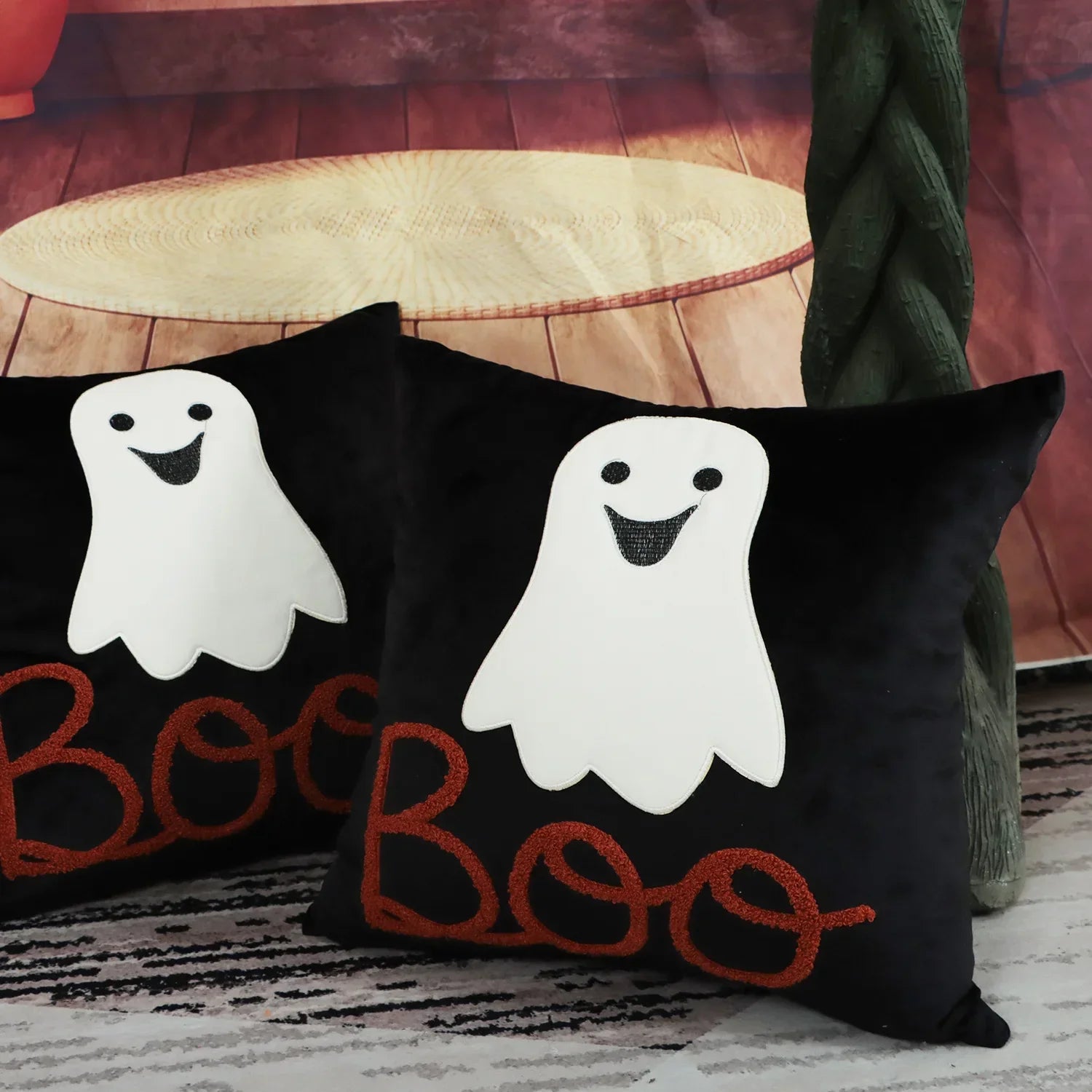 Decorbites™ Halloween-Geist-Patchwork-Kissenbezug – Dekorativer bestickter Kissenbezug