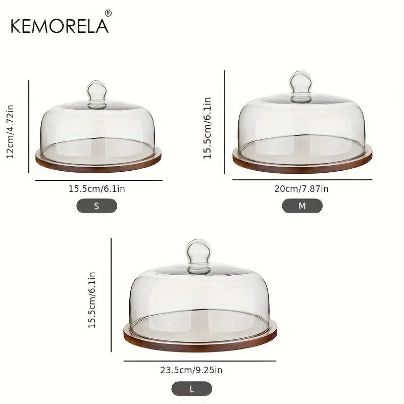 DecorBites™ Creative Wooden Cake Pan Food Storage Box with Glass Lid