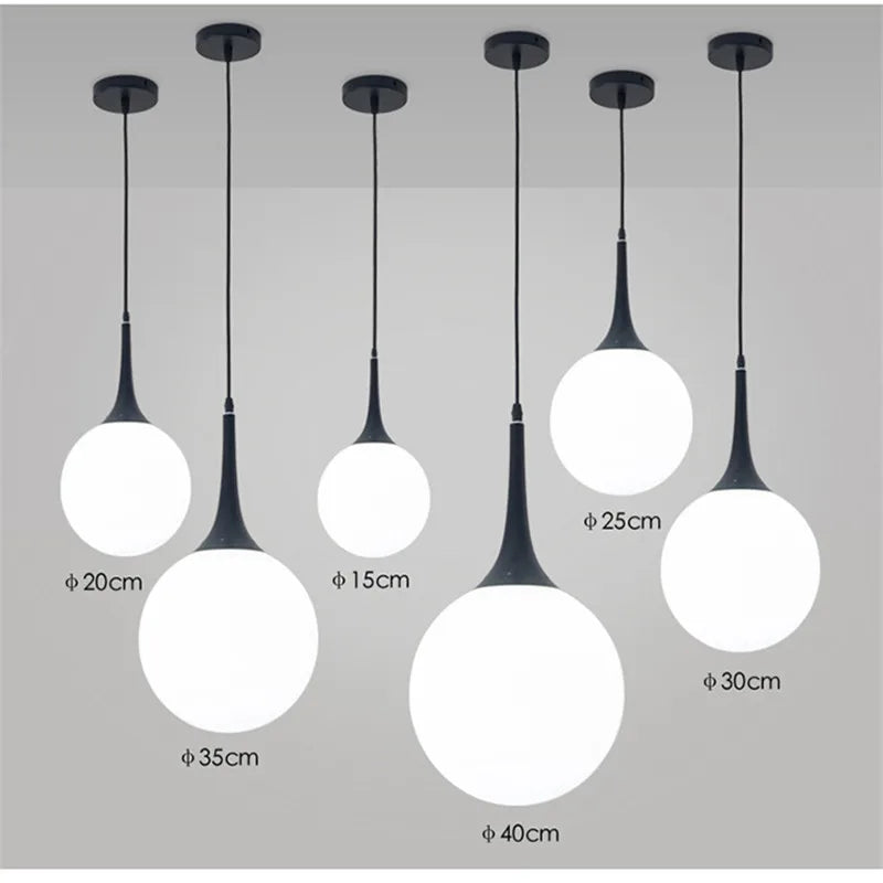 Decorbites™ Glas-Kugeln-LED-Hängeleuchten für modernes Wohnzimmer, schwarze/weiße Hornarmaturen