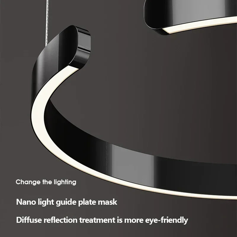 Modern Ring LED Pendant Light in Black or White