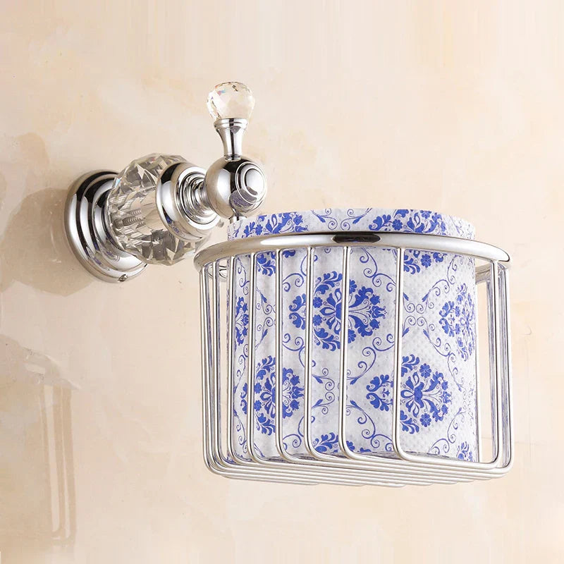 DecorBites™ Crystal Brass Gold Bathroom Accessories Set