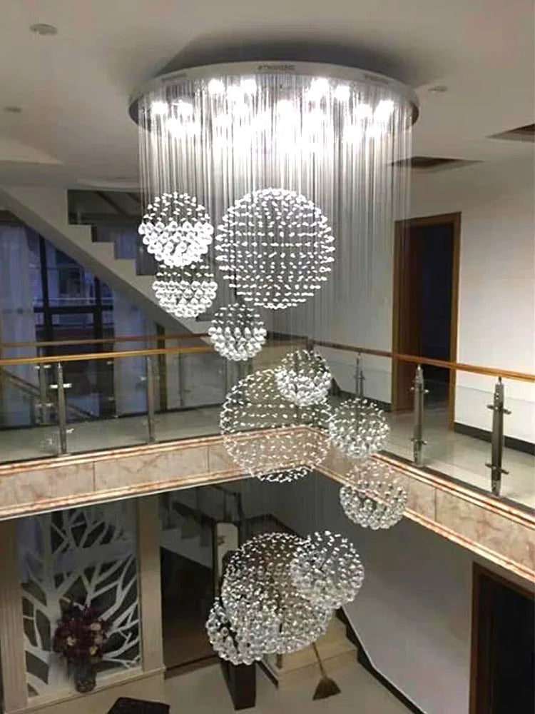 Decorbites™ Kristallkugel-Leuchter: Moderne LED-Spirale-Hängeleuchte für Treppenhaus, Wohnzimmer, Lobby