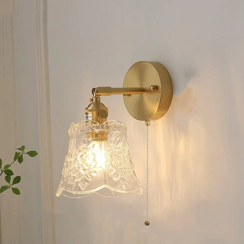 Decorbites™ Grüne Glas-LED-Wandleuchten mit Zugschalter Vintage-Stil Nachttischlampe
