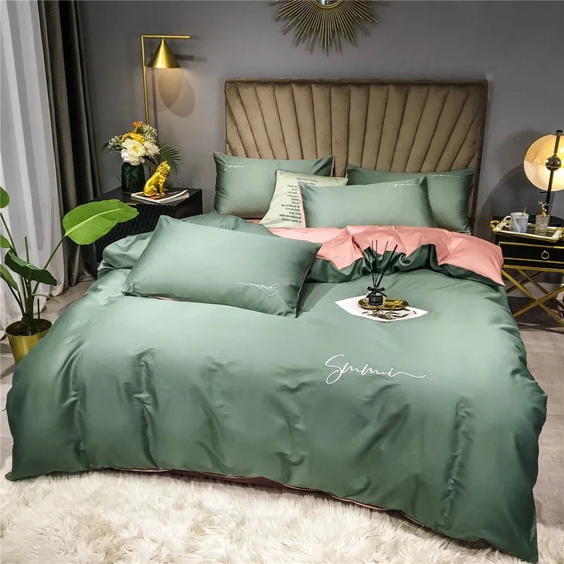 DecorBites™ Egyptian Cotton Bedding Set with Sheet Pillowcase Blanket Cover - Queen King Size