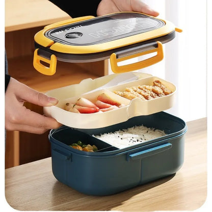 Decorbites™ Kinder 2-Lagiges Bento-Mittagessen-Box, Mikrowellentauglicher Lebensmittelbehälter für Schule & Outdoor-Aktivitäten