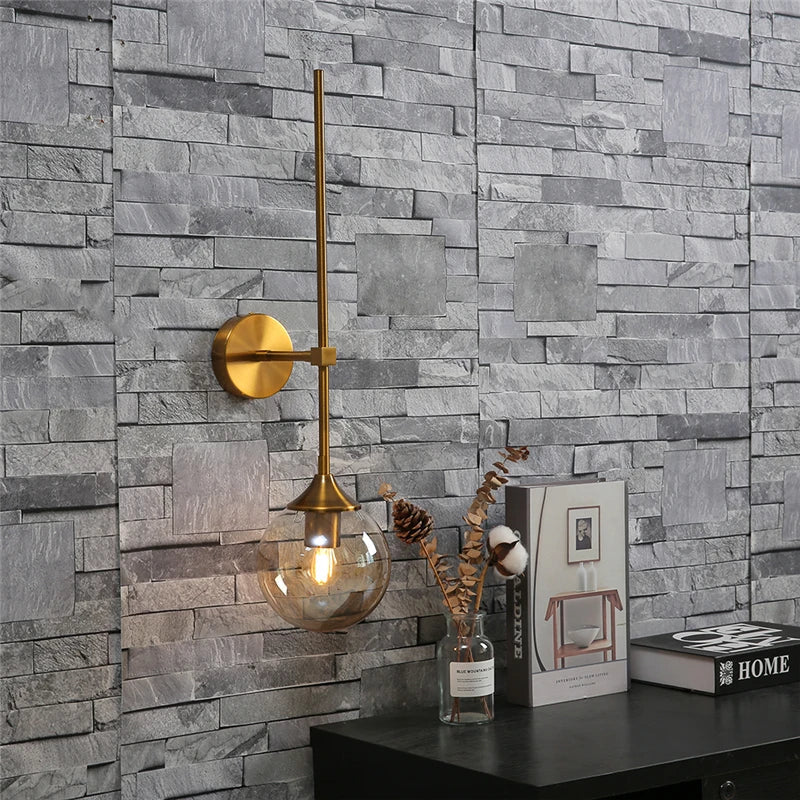 Decorbites™ Goldene Glas-Kugel-LED-Wandleuchten mit Touch-Schalter, modernes nordisches Dekor-Beleuchtung