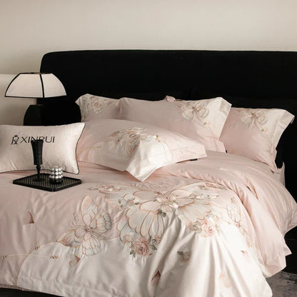 Decorbites™ Luxus-Schmetterlingsblumen-Stickerei-Bettwäsche-Set 800TC Ägyptische Baumwolle Daunenbezüge Laken Kissenbezüge