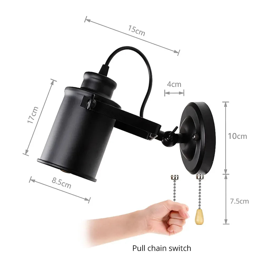 Decorbites™ LED Vintage Wandlampe - Industrielle Loft-Stil Leuchte mit Ketten-Schalter
