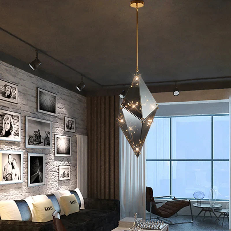 Decorbites™ Diamantglas LED-Hängeleuchte in Rauchgrau-Amber für das Wohnzimmer