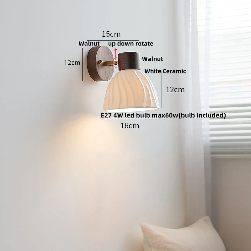 Decorbites™ LED-Wandleuchte Modern Nordisch Drehbare Leselampe Weiß Keramik Holz