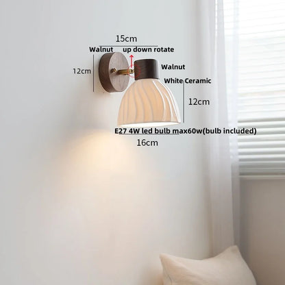 Decorbites™ LED-Wandleuchte Modern Nordisch Drehbare Leselampe Weiß Keramik Holz