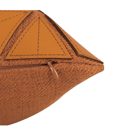 Decorbites™ Dunkelorange Geometrische Blütenblätter Leder-Patch Lendenkissenbezug Luxus-Hülle