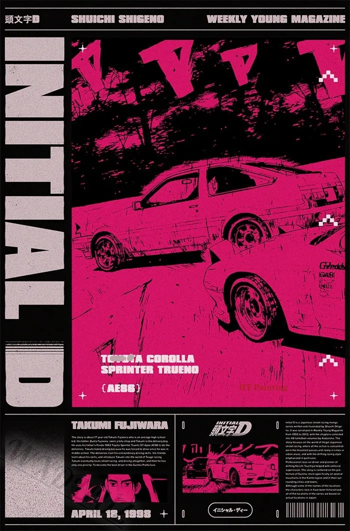 80S Retro Japanese Cars GTR JDM Racing Magazine Cover Pictures for Room Living Canvas Painting Print Art Home Wall Decor Posters