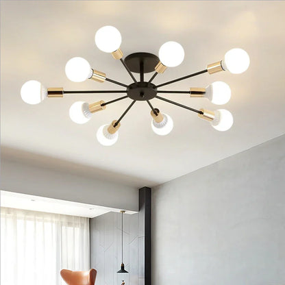 Decorbites™ Industrielle Stange Eisen Holz Sputnik Kronleuchter Deckenlampe LED E27 Heimbeleuchtung