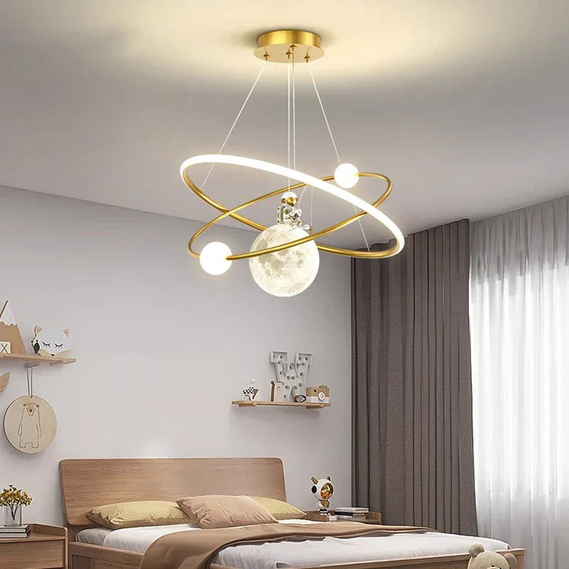 Brass Modern Pendant Light RC Dimmable Bedroom