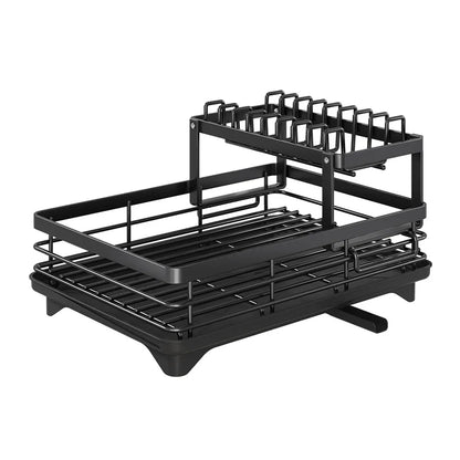 DecorBites™ Kitchen Dish Drying Rack with Drainboard Organizer for Dinnerware and Utensils