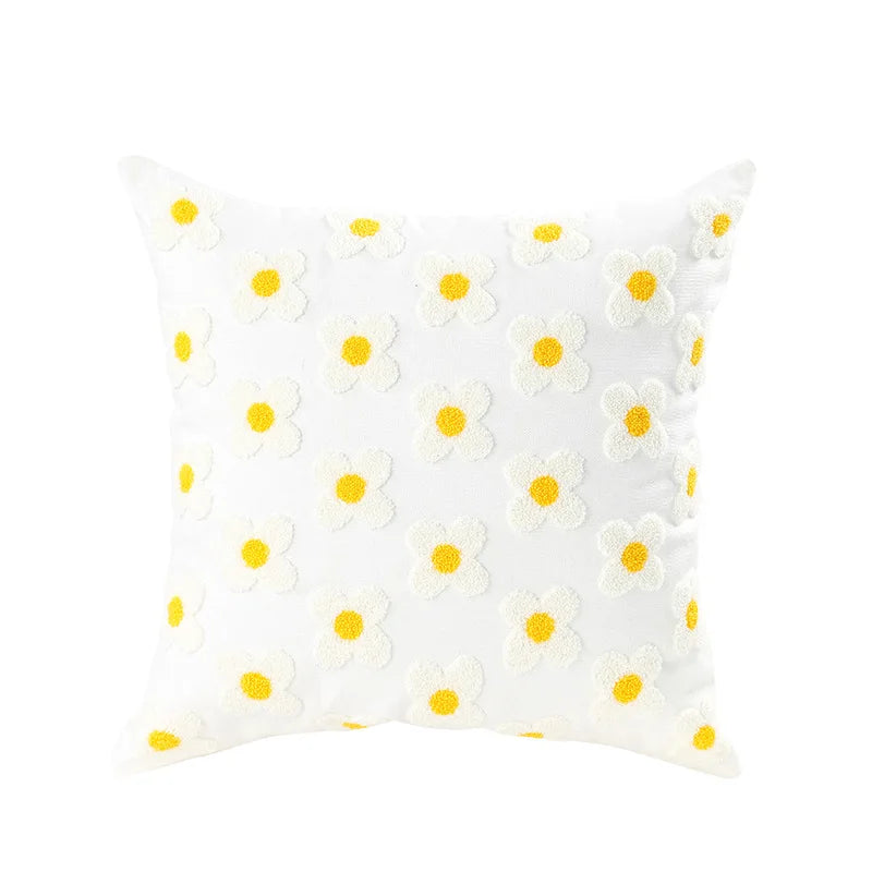 Decorbites™ Daisy Flora Stickerei Kissenbezug - Wohnaccessoires Gelb Blaue Blumen