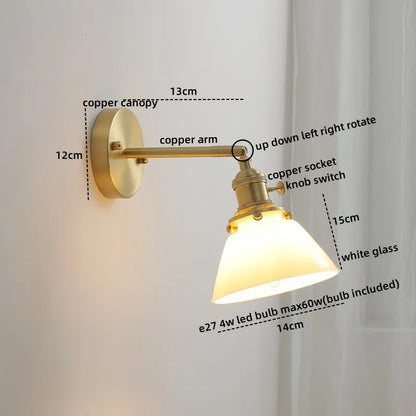 DecorBites™ Glass Copper LED Wall Lights Modern Style for Indoor Bedroom Living Room
