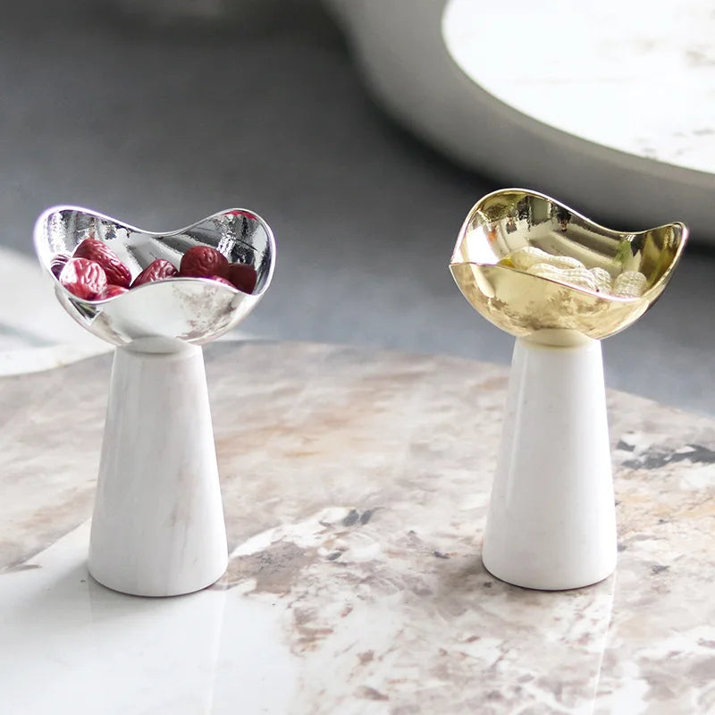 Decorbites™ Goldene Tablett-Dessertschüssel Obst-Snackteller Heimdekoration Aufbewahrungsbehälter