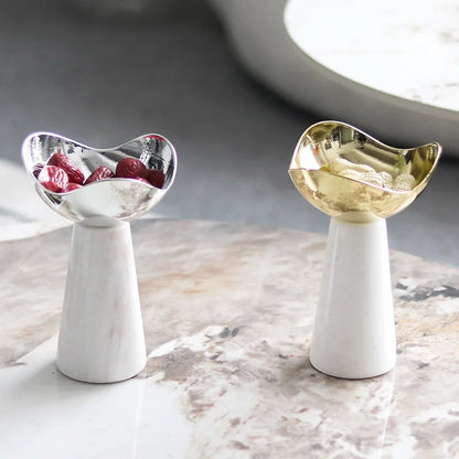 Decorbites™ Goldene Tablett-Dessertschüssel Obst-Snackteller Heimdekoration Aufbewahrungsbehälter