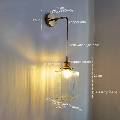 DecorBites™ Glass Copper LED Wall Lamp Modern Corridor Bedside Light