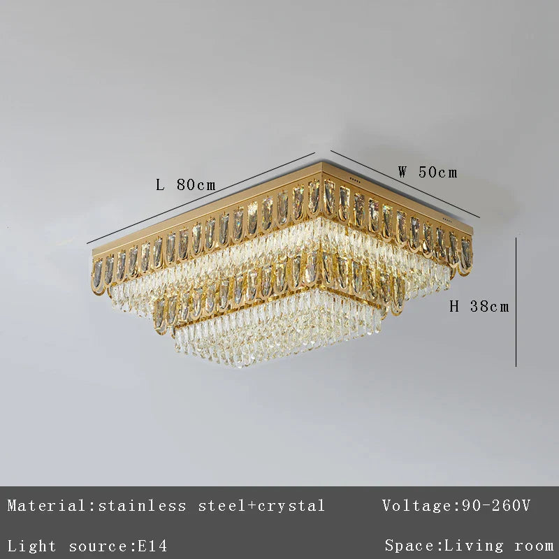 Decorbites™ Gold Kristall-Deckenleuchte: Luxuriöser Vintage-Kronleuchter für das Wohnzimmer