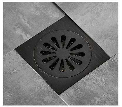 Decorbites™ Schwarze Messing Duschraster Ablauf Abdeckung Boden Quadratisch Kunstvoll Geschnitztes Gitter Becken SY-073R