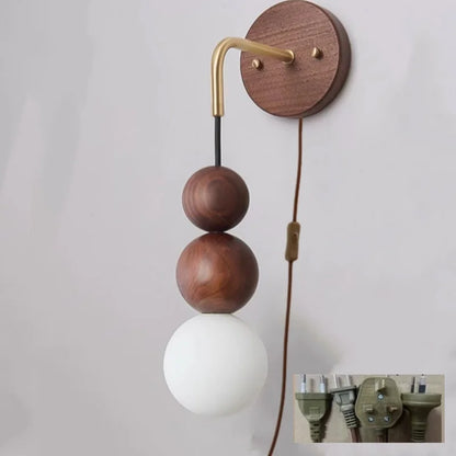 DecorBites™ Adjustable LED Wall Light White Glass Walnut Wood Bar Living Room Mirror Lamp