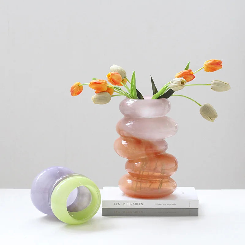 Decorbites™ Geometrische Glasvase mit Farbverlauf Blumenarrangement Wohnaccessoire