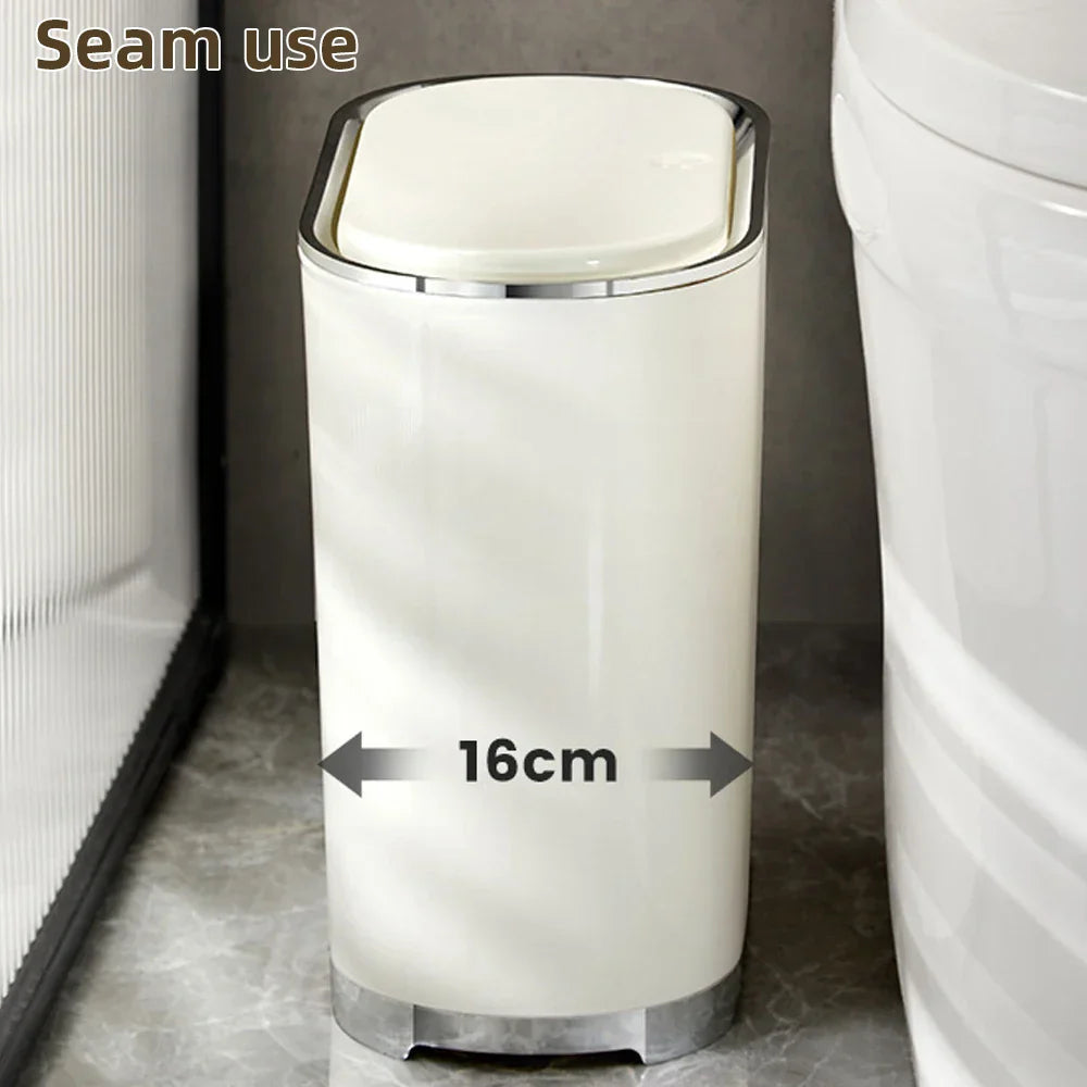 Decorbites™ Leichtluxus-Bad-Mülleimer mit Deckel für Küche, Wohnzimmer - Wasserdichter Schmaler Abfallbehälter