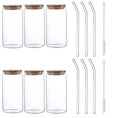 Decorbites™ Glas-Trinkbecher mit Bambusdeckel – Hochwertiges Borosilikatglas-Tee-, Saft- und Kaffeetasse