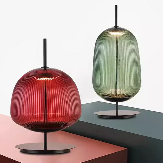 Decorbites™ Grüne Rote Glas-Tischlampe LED-Beleuchtung für Schlafzimmer und Wohnzimmer