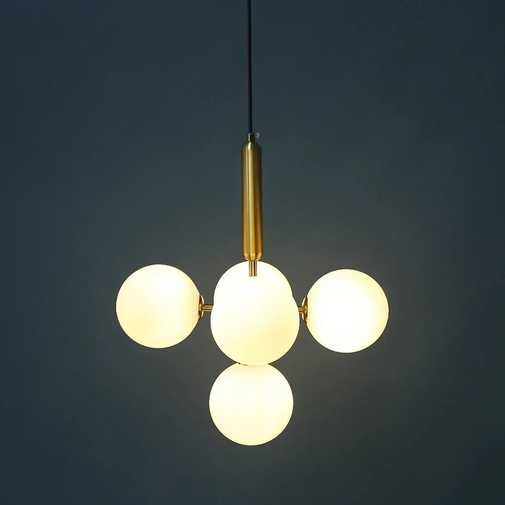 DecorBites™ Golden Glass Balls Chandelier Ceiling Light for Elegant Home Decor