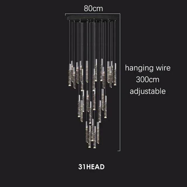 Decorbites™ Kristall-Chrom-LED-Kronleuchter: Luxuriöse Duplex-Treppen-Loft-Pendant-Lampe für das Wohnzimmer
