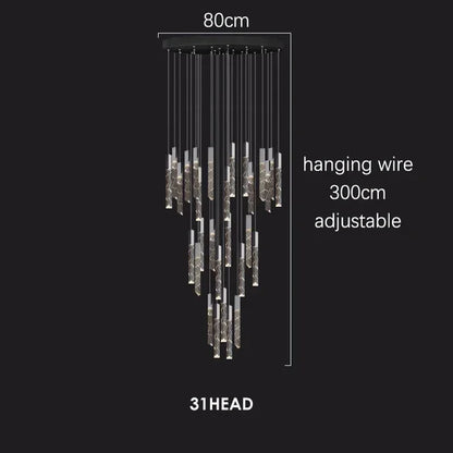 Decorbites™ Kristall-Chrom-LED-Kronleuchter: Luxuriöse Duplex-Treppen-Loft-Pendant-Lampe für das Wohnzimmer