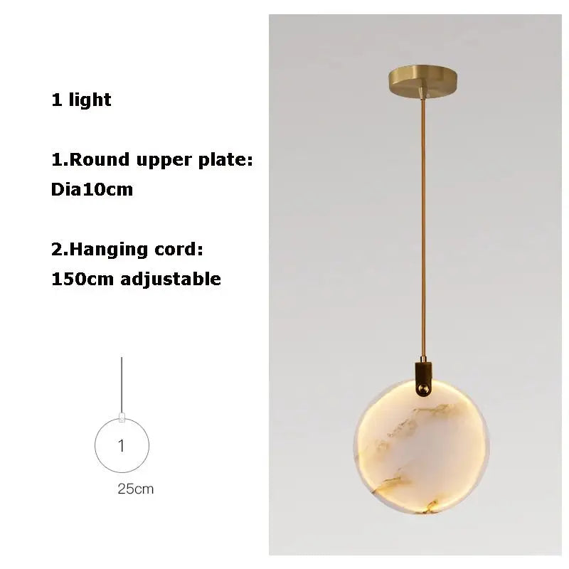 Nordic Marble Pendant Light With Polished Copper Finish