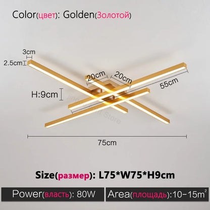 Decorbites™ Schwarze LED-Deckenleuchte Chandelier: Nordisch-minimalistisches Quadratisches Schlafzimmer-Wohnzimmer-Beleuchtung