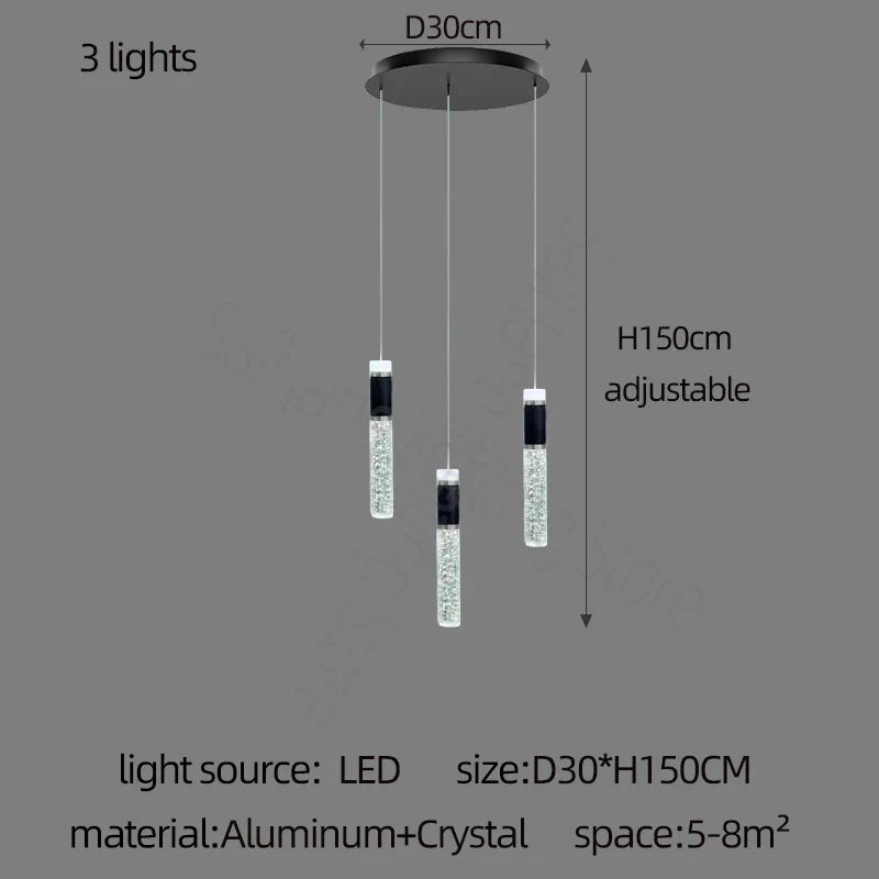 Decorbites™ Zylinder-Kristall-Lüster: Moderne Villa-Wohnzimmerlampe für stilvolle Interieurs.