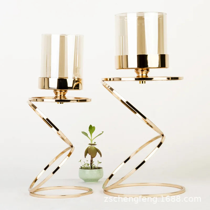 Decorbites™ Goldener Metallrahmen Glasleuchter - Hochzeitszentertische & Heimdekoration