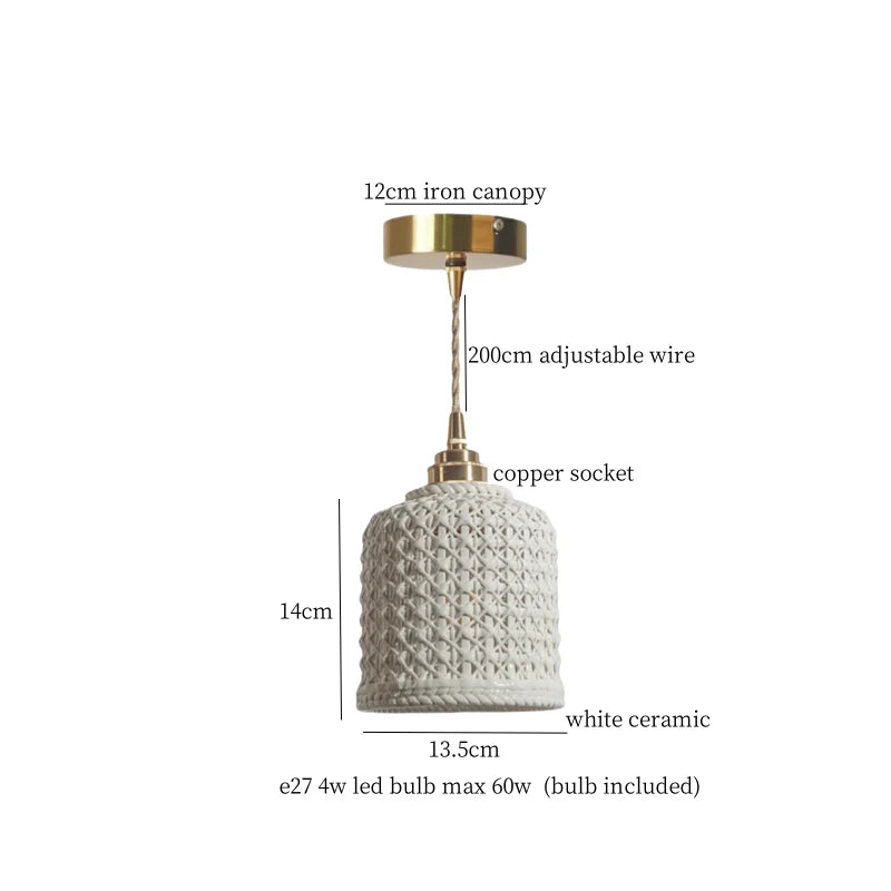 DecorBites™ French Minimalism Ceramic LED Pendant Light for Home Decor