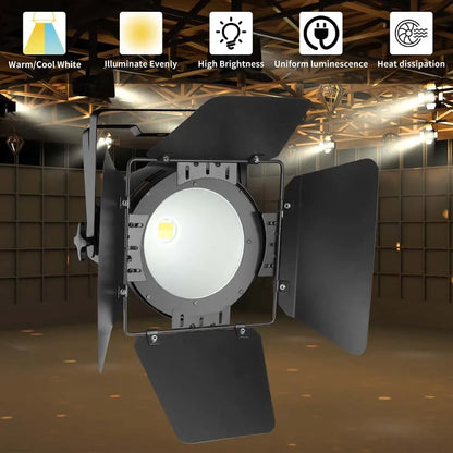 Decorbites™ Großer Wagen 200W COB Par-Scheinwerfer Warm-/Kaltweiß mit Scheunentor für Bühnenbeleuchtung bei Partys