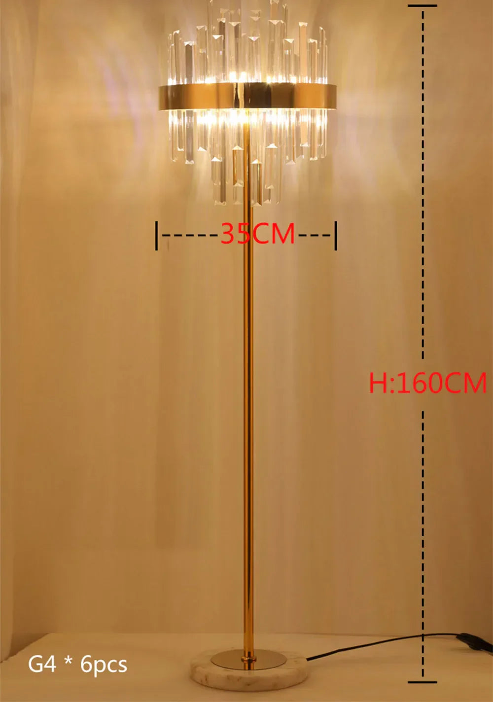 DecorBites™ Crystal Gold Floor Lamp for Bedroom & Living Room - Modern Luxury LED Light