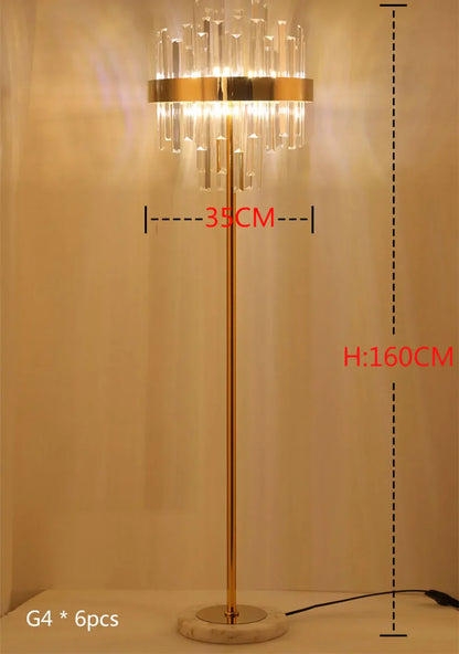 DecorBites™ Crystal Gold Floor Lamp for Bedroom & Living Room - Modern Luxury LED Light