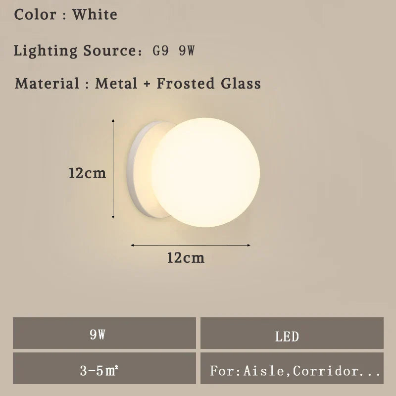 DecorBites™ Glass Ball LED Wall Lamp for Bedroom Living Room Indoor Lighting